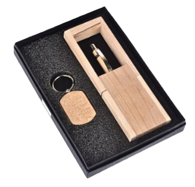 Pen with Pen stand and Keychain - Wooden